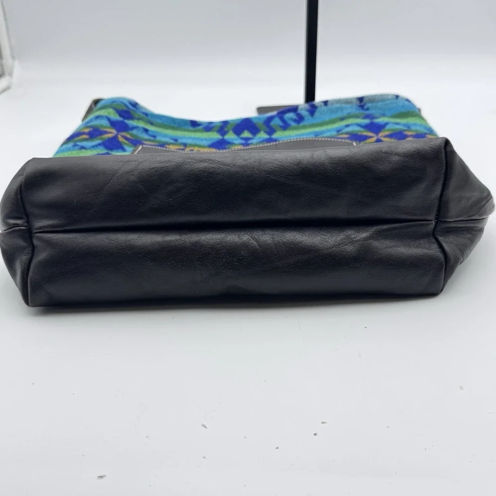 Custom Pendleton Upcycled Leather & Wool Nan-Made Pecos Hobo Crossbody Tote‎ Bag